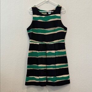Tracy Reese Black and Green Striped Mini Dress